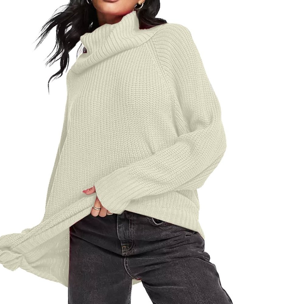 ASOS Open Back Knitted Roll Neck Off White Sweater - Picture 2 of 10